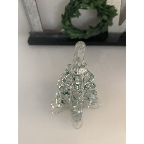 Vintage ROC Clear Crystal Green Ribbon Christmas Tree or Paperweight 4.5" Taiwan - Picture 9 of 16